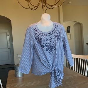 {Grand and‎ Greene} Striped Tie Top Size Large